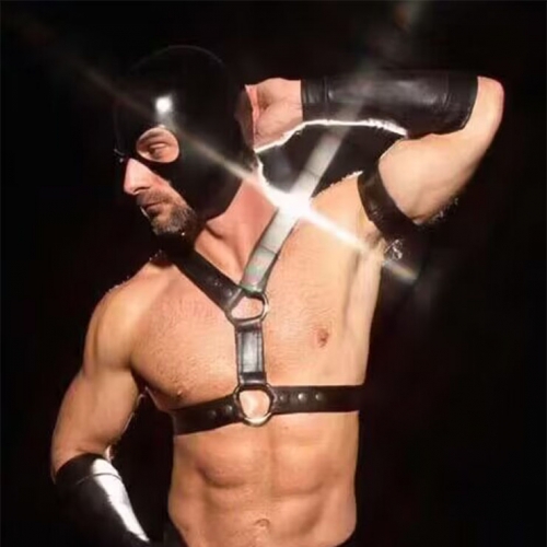 Men's Sexy Glossy PVC Leather Harness BDSM Clothing Bandage Stretchy Clubwear N22844