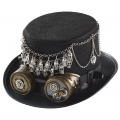 Steampunk Skull Head and Gear Goggles Masquerade Halloween Costume Top Hat J22794