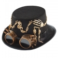 Steampunk Skull Head Skull Hand and Goggles Masquerade Halloween Costume Top Hat J22793