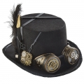 Black Steampunk Feather and Gear Goggles Masquerade Halloween Costume Top Hat J22789