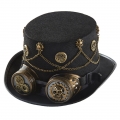 Steampunk Skull Head and Gear Goggles Masquerade Halloween Costume Top Hat J22784