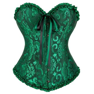 Sexy Green Busk Closure Embroidered Burlesque Corset N22779