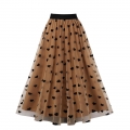Fashion Khaki Victorian Gothic Double Layered Elastic Band High Waist Skirt N22739
