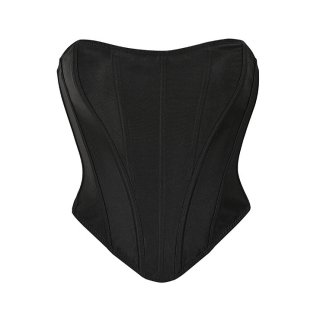 Retro Fantasies Black Backless Strapless 11 Plastic Bones Zipper Underbust Corset N22678