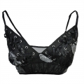 Sexy Gothic Black Spaghetti Straps Low-bra Clubwear Bra Top N22643