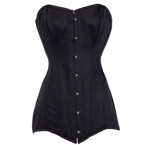 Sexy Retro Black Busk Closure 20 Plastic Bones Overbust Corset N22636