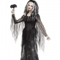 Black Printed Lace Evil Ghost Dress Adult Vampire Halloween Costume N22581