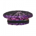 Fashion Purple Rivets and Sequins Nightclub Masquerade Cosplay Halloween Costume Top Hat J22562