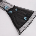 Retro Black Lapel See-through Mesh Azure Butterfly Flare Sleeve Stitching A-line Dress N22462