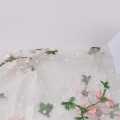 Retro White Lapel See-through Mesh Floral Embroidered Flare Sleeve Stitching A-line Dress N22456