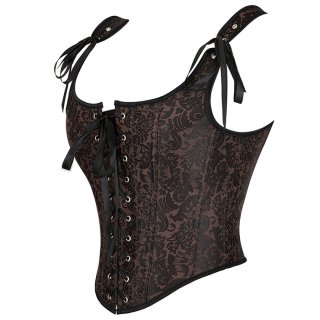 Sexy Vintage Brown Lace-Up Zipper Plastic Bones Corset N22408
