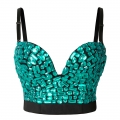 Sexy Green Sweets Studded Gem Spaghetti Straps Bustier Bra Clubwear Crop Top N22380