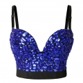 Sexy Blue Sweets Studded Gem Spaghetti Straps Bustier Bra Clubwear Crop Top N22379