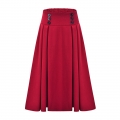 Women's Elegant Red Rubber Band Maxi Cotton Skirt N22372