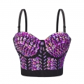Women's Sexy Spaghetti Strap Purple Rivets Bustier Bra N22370