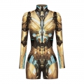 Yeiiow Robot 3D Printed High Neck Long Bodycon Jumpsuit Halloween Costume N22342
