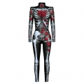 Red Rose Skeleton 3D Printed Unitard Humanoid High Neck Bodysuit Halloween Cosplay Costume N22333