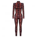 Red Robot 3D Printed Unitard Humanoid High Neck Bodysuit Halloween Cosplay Costume N22332
