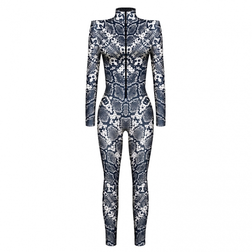Grey Robot 3D Printed Unitard Humanoid High Neck Bodysuit Halloween Cosplay Costume N22330