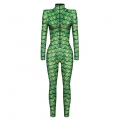 Green Robot 3D Printed Unitard Humanoid High Neck Bodysuit Halloween Cosplay Costume N22327