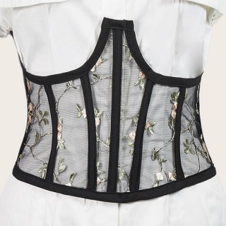 Fashion Spinning Embroidery Back Lace-up Elastic Wide Girdle Belt N22313