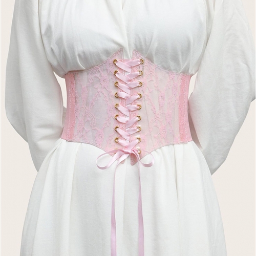 Fashion PU Lace Front Lace-up Elastic Wide Girdle Belt N22309