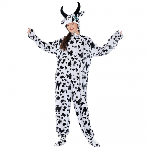 3pcs Unisex Funny Cow Animal Bodysuit Pajama Adult Cosplay Halloween Costume N22306