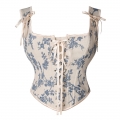 Steampunk Style Blue Zipper Wid Straps Lace Up Bustier Vest Corset N22292