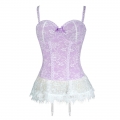 Sexy Brocade Floral Lace Hemline Spaghetti Straps Stretchy Chemise Bustier Corset N22453