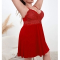 Plus Size Sexy Deep V Spaghetti Straps Valentine's Day Red Nightgown Babydoll Chemise N22213
