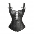 Sexy Punk Black PU Leather 10 Plastic Boned Lace Up Vest Corset N22150