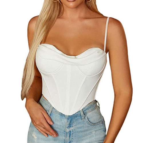 Sexy Smooth Satin 10 Plastic Boned B Cup Bustier Bra Music Festival Clubwear Crop Top N22066