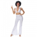 70s Disco Dancing Queen Halter Bra Top and Bell-bottoms Trousers Adult Cosplay Costume N22022