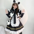 5pcs Adorable Panda Girl Cosplay Maid Puff Sleeve Mini Dress Anime Lolita Costume N22018