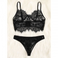 Sexy See-through Thin Lace Spaghetti Straps Bralette and Panties Two-piece Underwear Lingerie N21991
