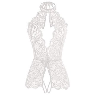 Sexy Halter Cut-out Crotchless Elastic See-through Lace Backless Bodysuit Teddies Lingerie N21964