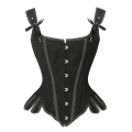 Gothic Brocade Wide Shoulder Straps Plastic Bones Wavy Hem Waist Cincher Overbust Corset N21871