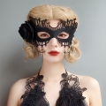 Sexy Black Rose Evil Queen Masquerade Ghost Bride Adult Halloween Cosplay Eye Mask MS21798