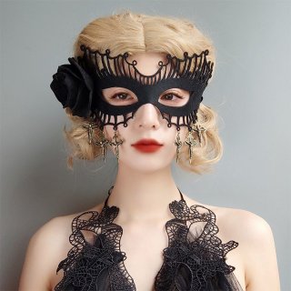Sexy Black Rose Evil Queen Masquerade Ghost Bride Adult Halloween Cosplay Eye Mask MS21798