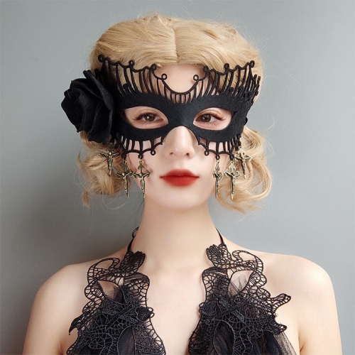 Sexy Black Rose Evil Queen Masquerade Ghost Bride Adult Halloween Cosplay Eye Mask MS21798