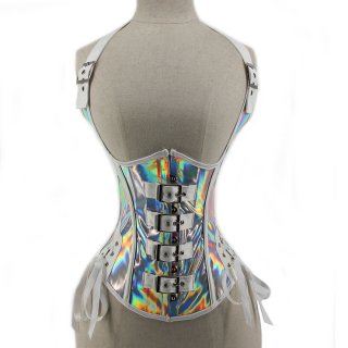 Steampunk Sliver 10 Plastic Boned Hanging Neck Waist Cincher Underbust Corset N21766