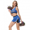 Hot Adult Cheerleader Crop Top Mini Skirt and Pom-poms Uniform Carnival Cosplay Costume N21641