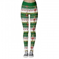 Fashion 3D Digital Print Green Monster Stealing Christmas High Waist Elastic Leggings L21565
