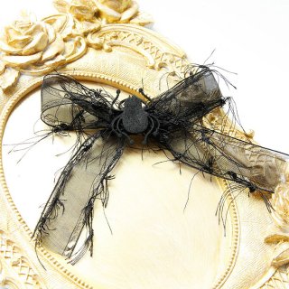 Gothic Black Bowknot and Spider Hairpin Cosplay Party Halloween Decoration J21467