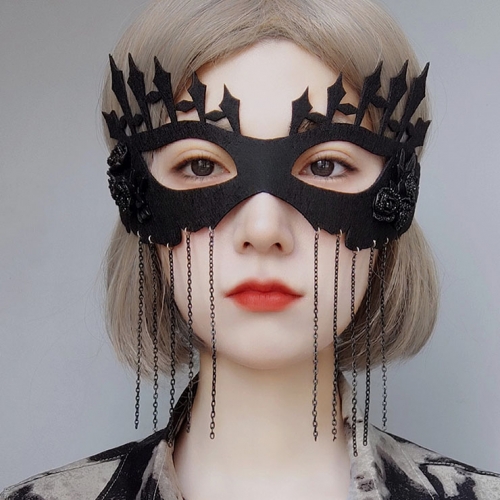 Gothic Black Rose and Chain Noble Adult Masquerade Party Halloween Cosplay Eye Mask MS21435