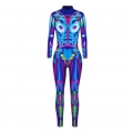 Futuristic Robot Colorful 3D Printed Unitard Humanoid High Neck Bodysuit Halloween Costume N21402