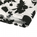 Vintage Black and White Patchwork Floral Print Round Neck Flying Sleeves High Waist Midi Dress N21376