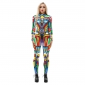 New Product Graffiti 3D Printed High Neck Long Bodycon Jumpsuit Halloween Costume N21254