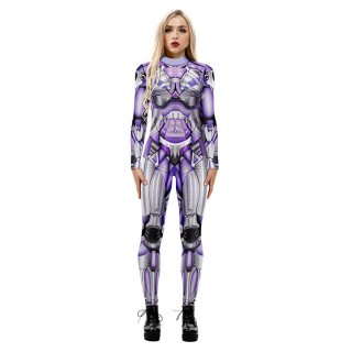 New Product Robot 3D Printed High Neck Long Bodycon Jumpsuit Halloween Costume N21253