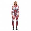 New Product Skeleton 3D Printed High Neck Long Bodycon Jumpsuit Halloween Costume N21247
